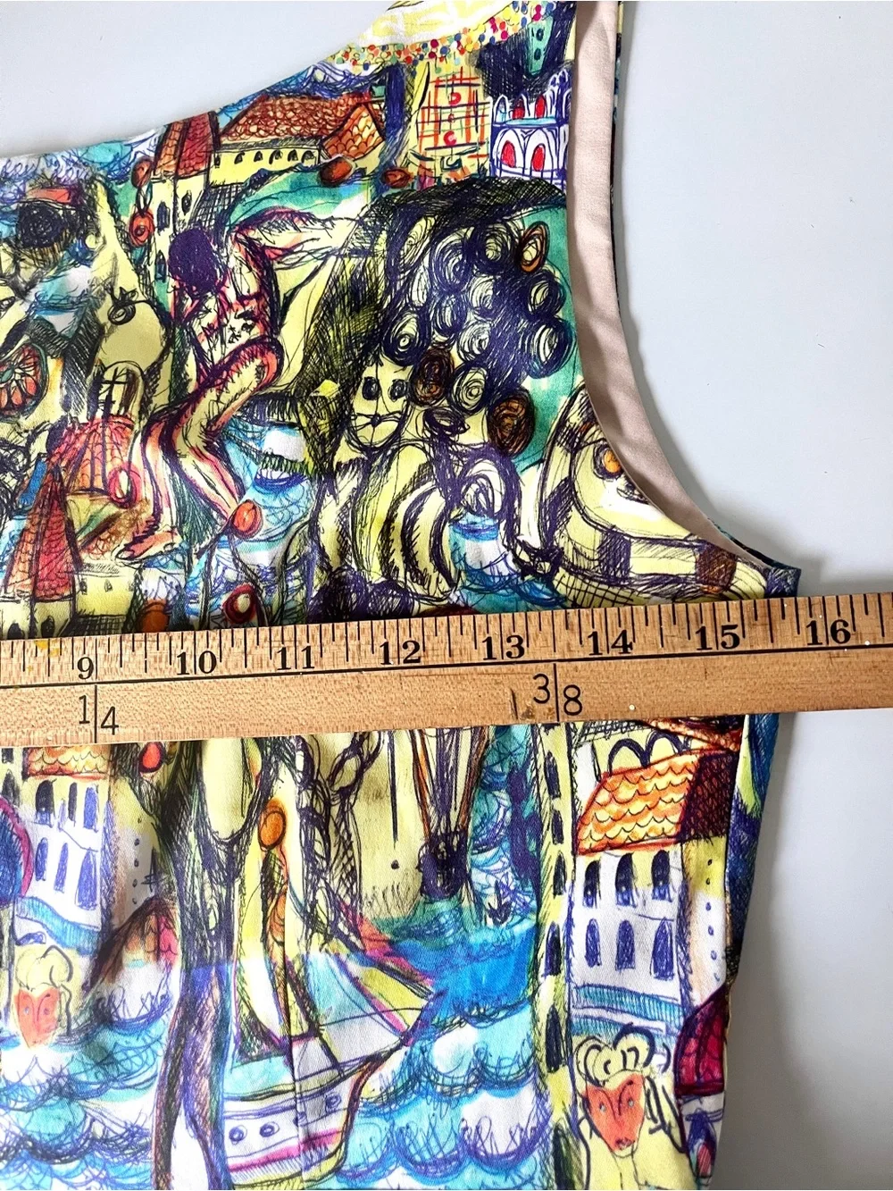 Weston by Anthropologie Peplum Tank Artistic Mediterranean Print XS - Picture 6 of 10